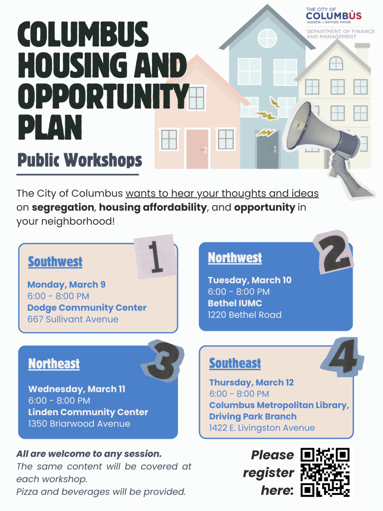 Housing and Opportunity Plan Workshop flyer